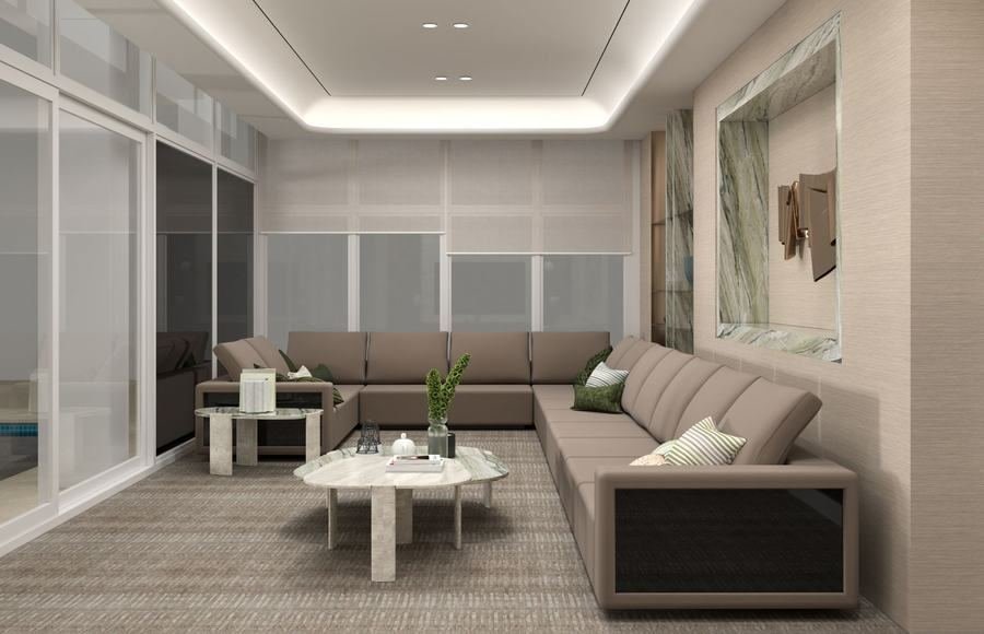 Seating layout and daylight study — design development by the in-house team